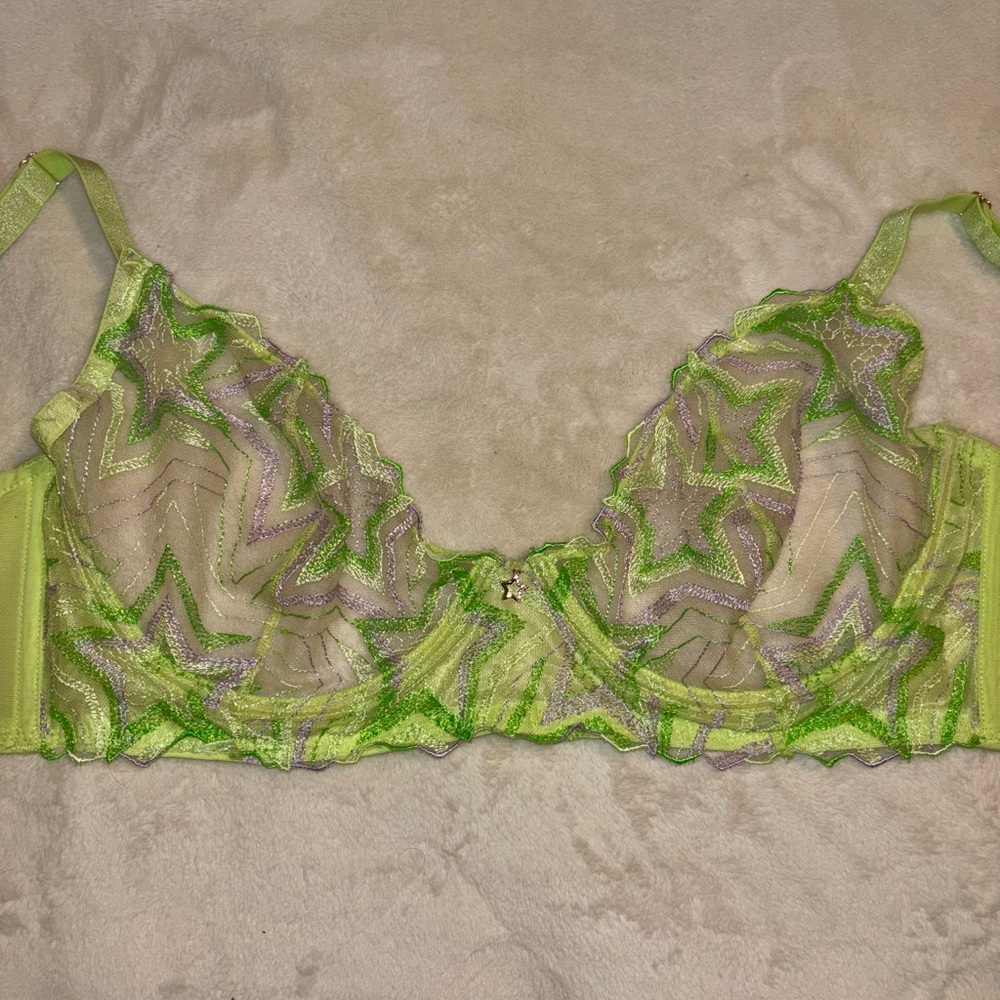Savage X Fenty Neon Green Star Bra Unlined Underwire
